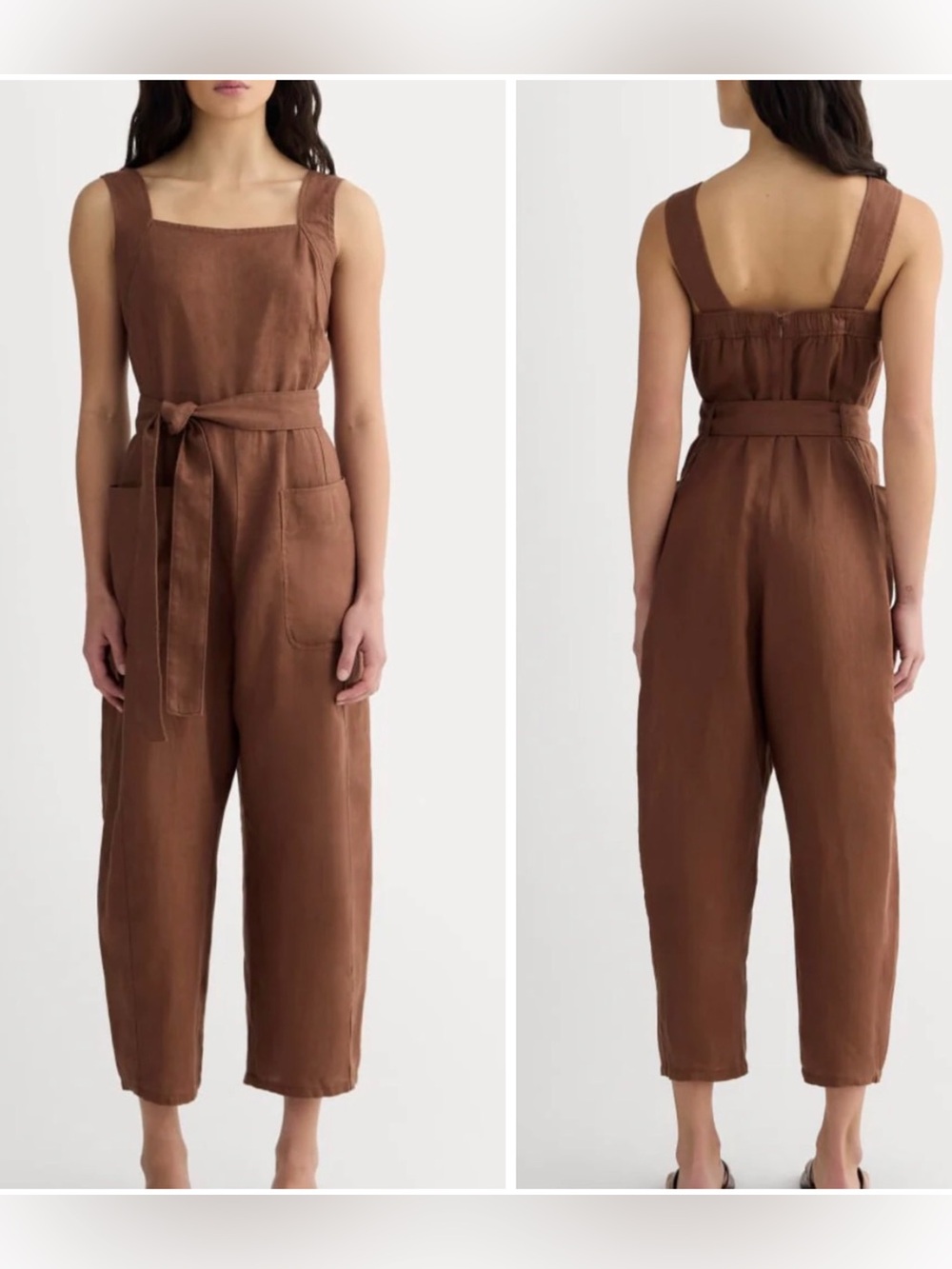 Everlane The Utility Coverall 100% Linen Sleeveless Jumpsuit Size 14 (XL) NEW!
